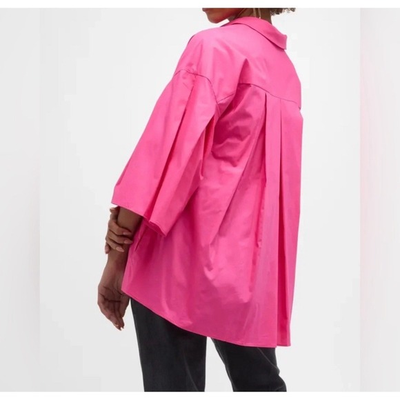 Harshman Maureen Fuschia Poplin Top With Pockets  Size S Cotton, Quiet Luxury - Picture 2 of 12